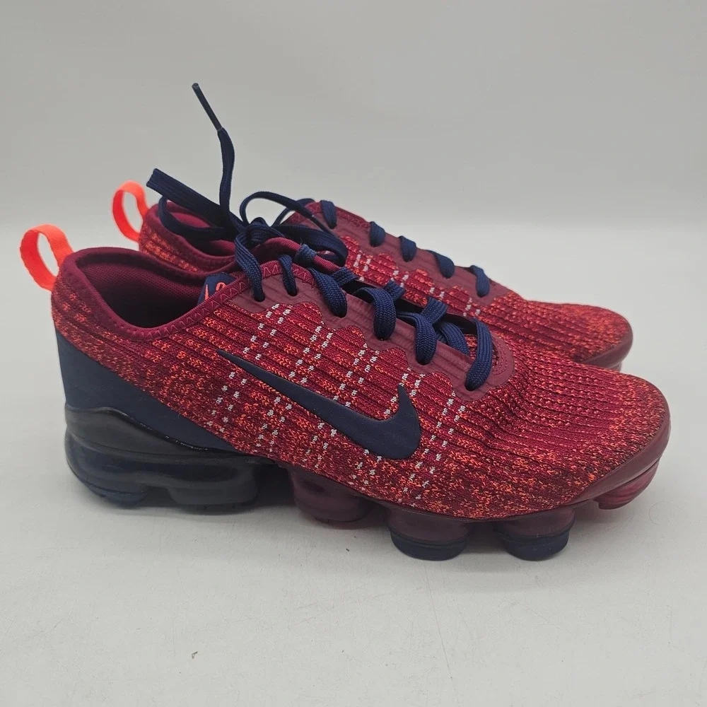 Nike Air VaporMax Flyknit 3 Kids Sneakers Shoes Noble Red Blue Size 7Y